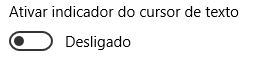 opção que ativa ou desativa a indicação do cursor do texto